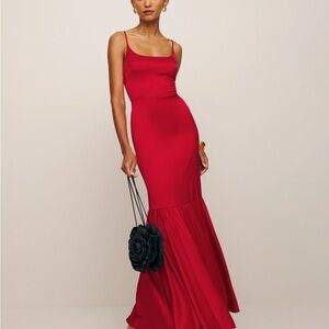 Reformation Cherry Red Nasha Satin Dress